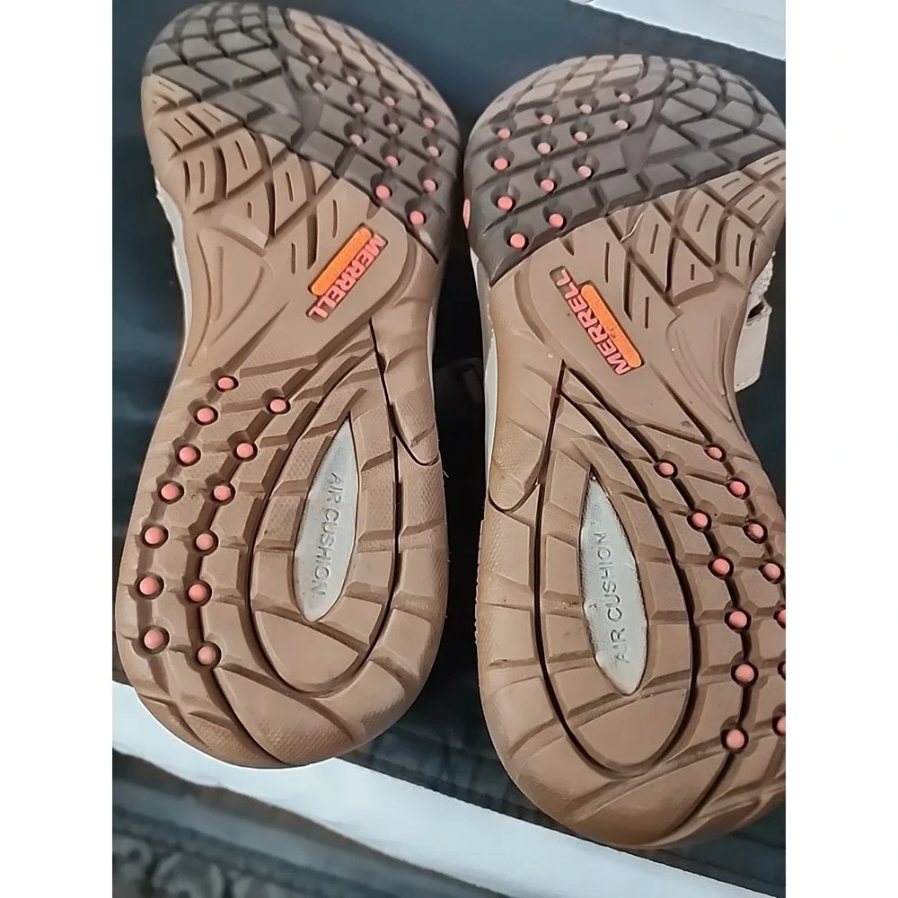 Merrell Leather Mary Janes Shoes Size 10 Brown Pink Mesh Sandals